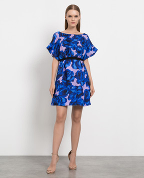 Carolina Herrera Синя сукня міні з шовку в квітковий принт R2211N534RGG