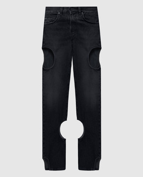 Off-White Черные джинсы с фигурными вырезами OWYA058C99DEN002