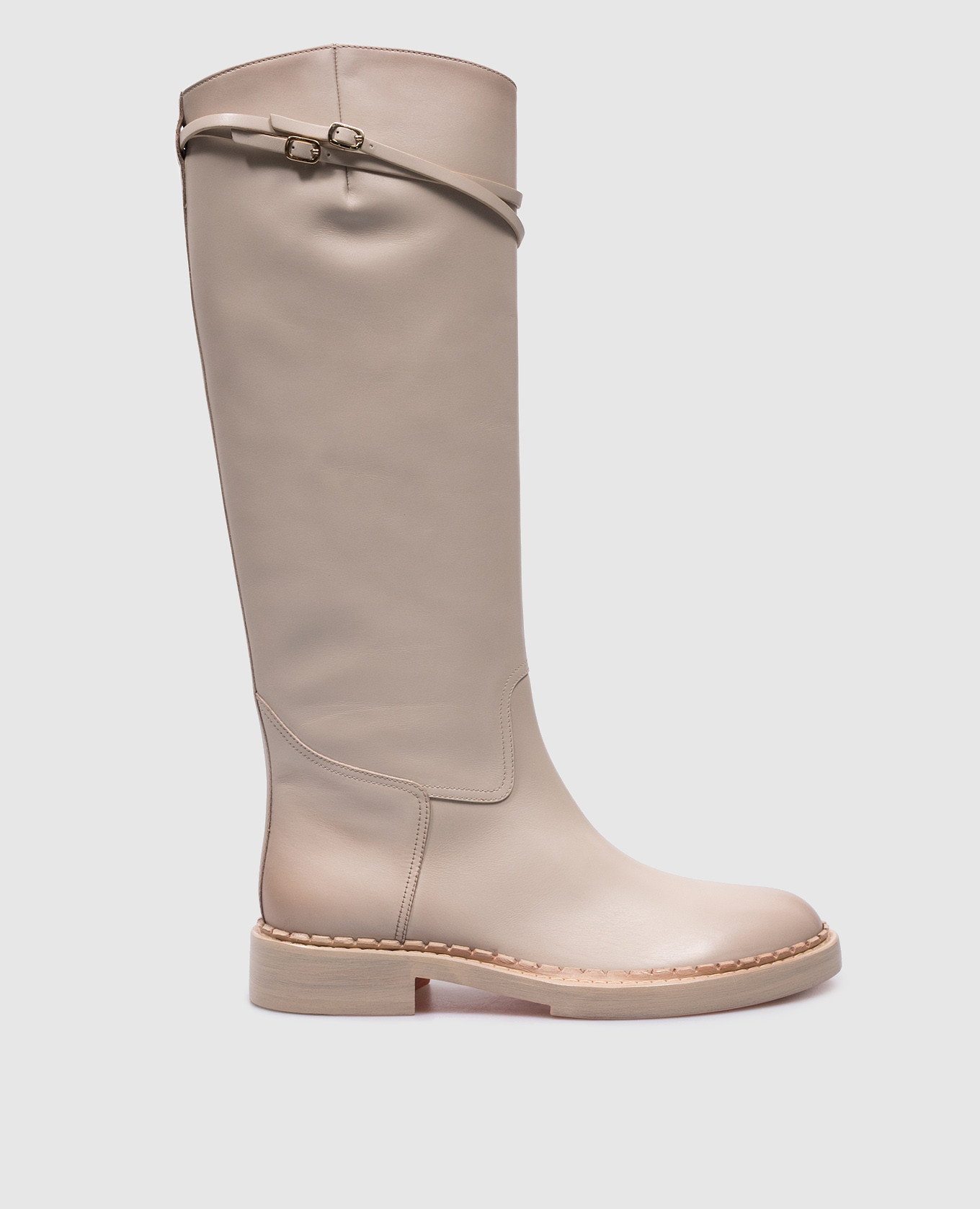 Beige leather boots