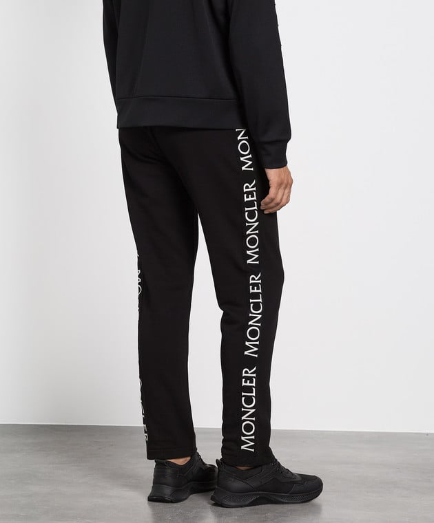 Moncler Чорні спортивні штани з контрастною вишивкою логотипу 8H00015V8183 зображення 4