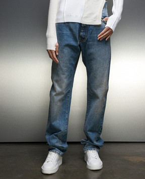 Maison Margiela Синие джинсы мом с эффектом потертости S29LA0094S30561