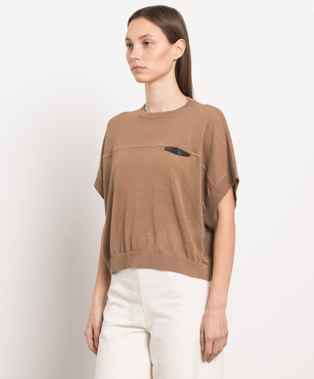 Brunello Cucinelli Коричневый джемпер с цепочкой мониль M1T136710 изображение 3