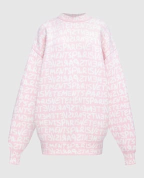 Vetements Розовый свитер с шерстью в логотипе шаблон. UE64KN100PW