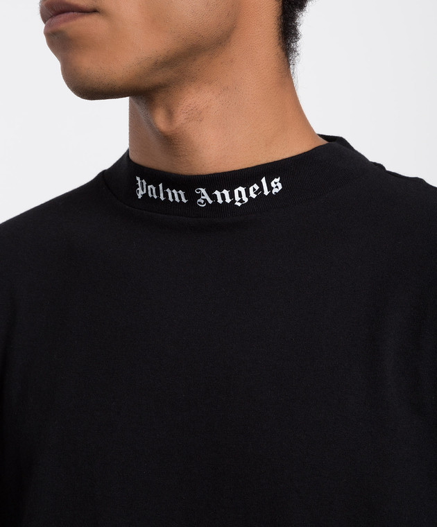 Palm Angels Чорна футболка з фактурним принтом логотипу PMAA002C99JER001 зображення 5