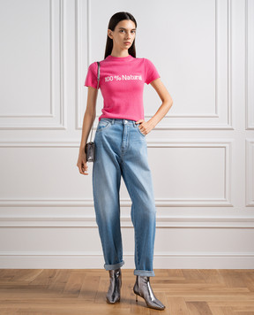 Max Mara Sportmax Розовый топ Udito из шерсти и кашемира с узором. UDITO