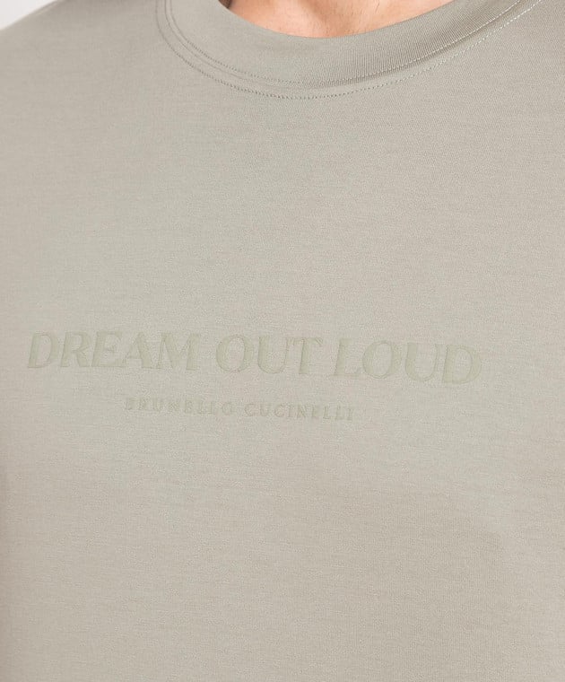 Brunello Cucinelli Khaki t-shirt with logo print M0T618441 изображение 5