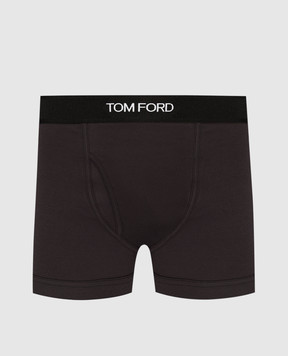 Tom Ford Коричневые трусы-боксеры с контрастным логотипом T4LC31040