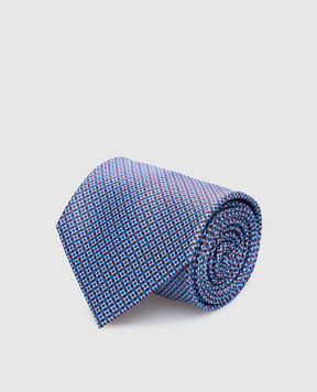 Stefano Ricci Синий шелковый галстук в узор CH45037