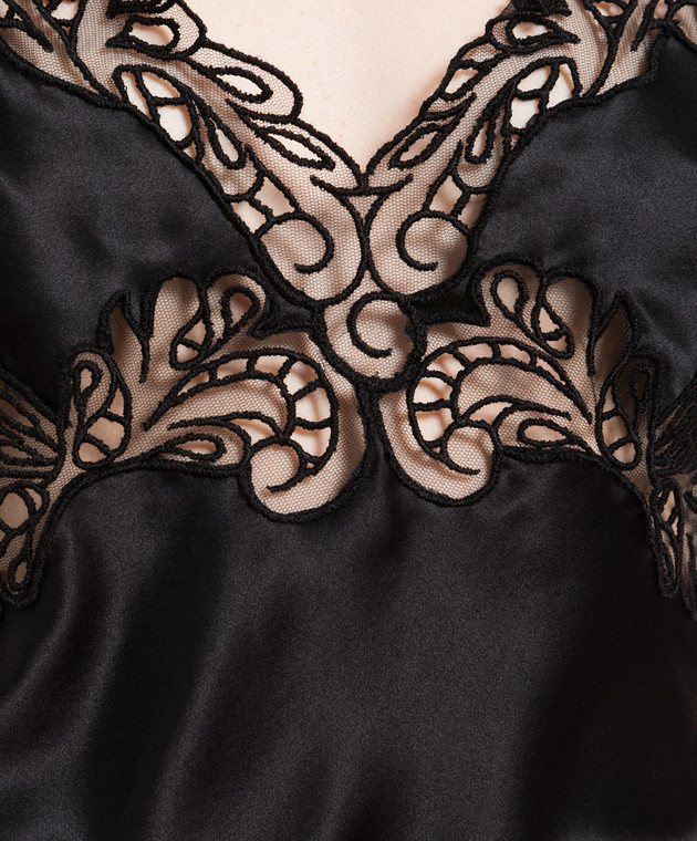 Ermanno Scervino Black silk top with lace D422L721FDE image 5