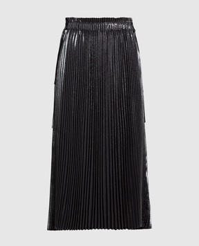 Brunello Cucinelli Темно-серая юбка-плиссе с эффектом металлик MP87LG3282
