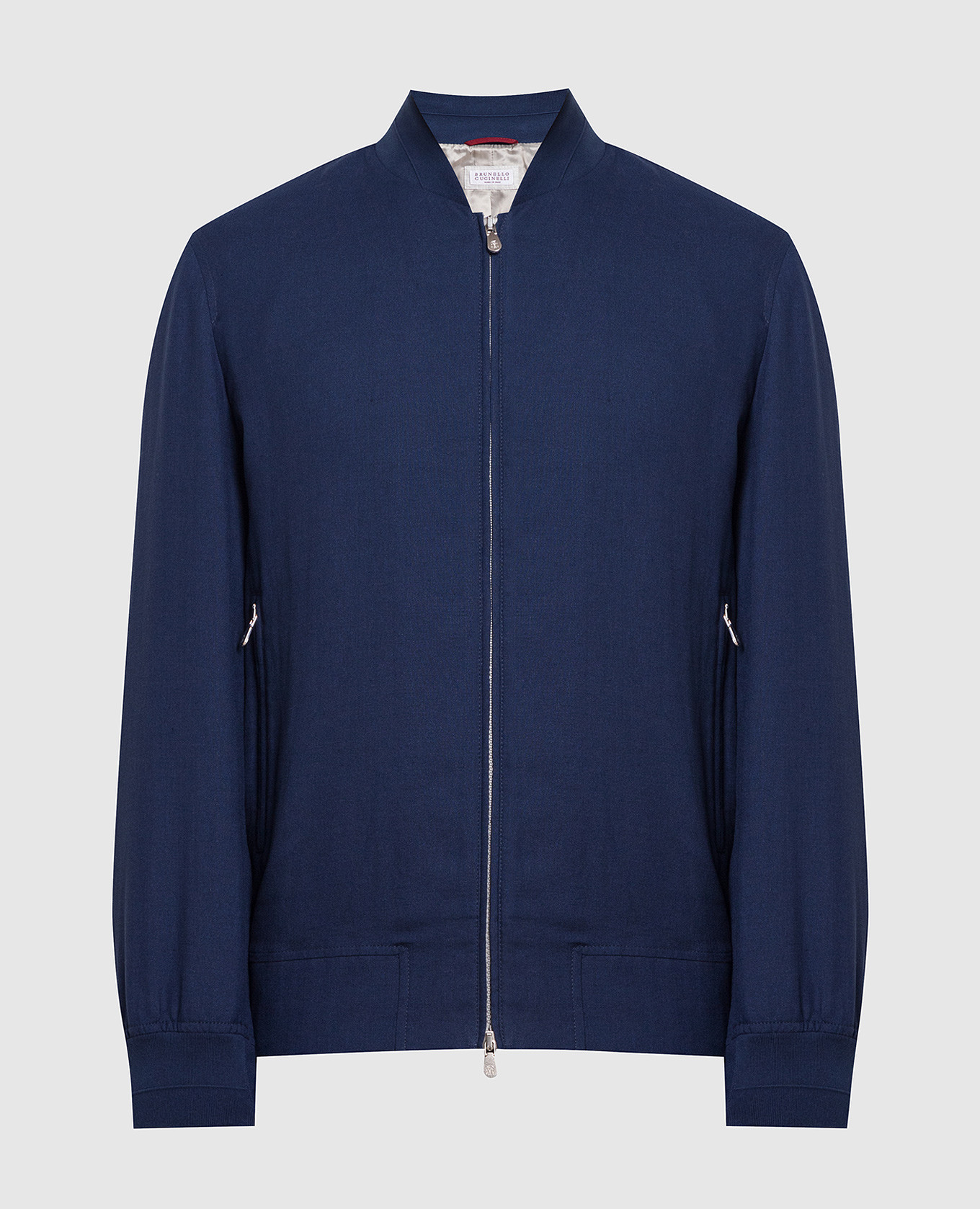 Blue linen and wool bomber jacket