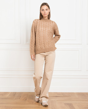 Brunello Cucinelli Коричневий джемпер з люрексом MBG747604P
