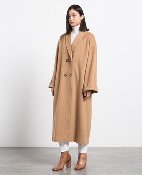 Be Florence Коричневе двобортне пальто з вовни BE22847000