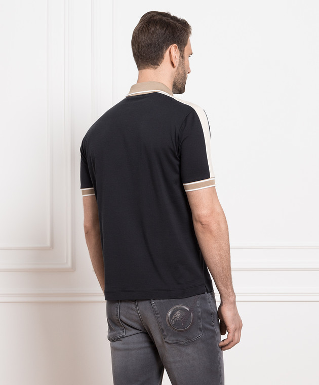 Stefano Ricci Черное поло с вышивкой в виде головы орла K818919P31T23271 изображение 4