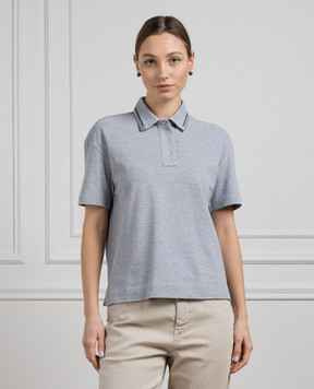 Brunello Cucinelli Сіре поло з ланцюжком моніль M0T63EM415