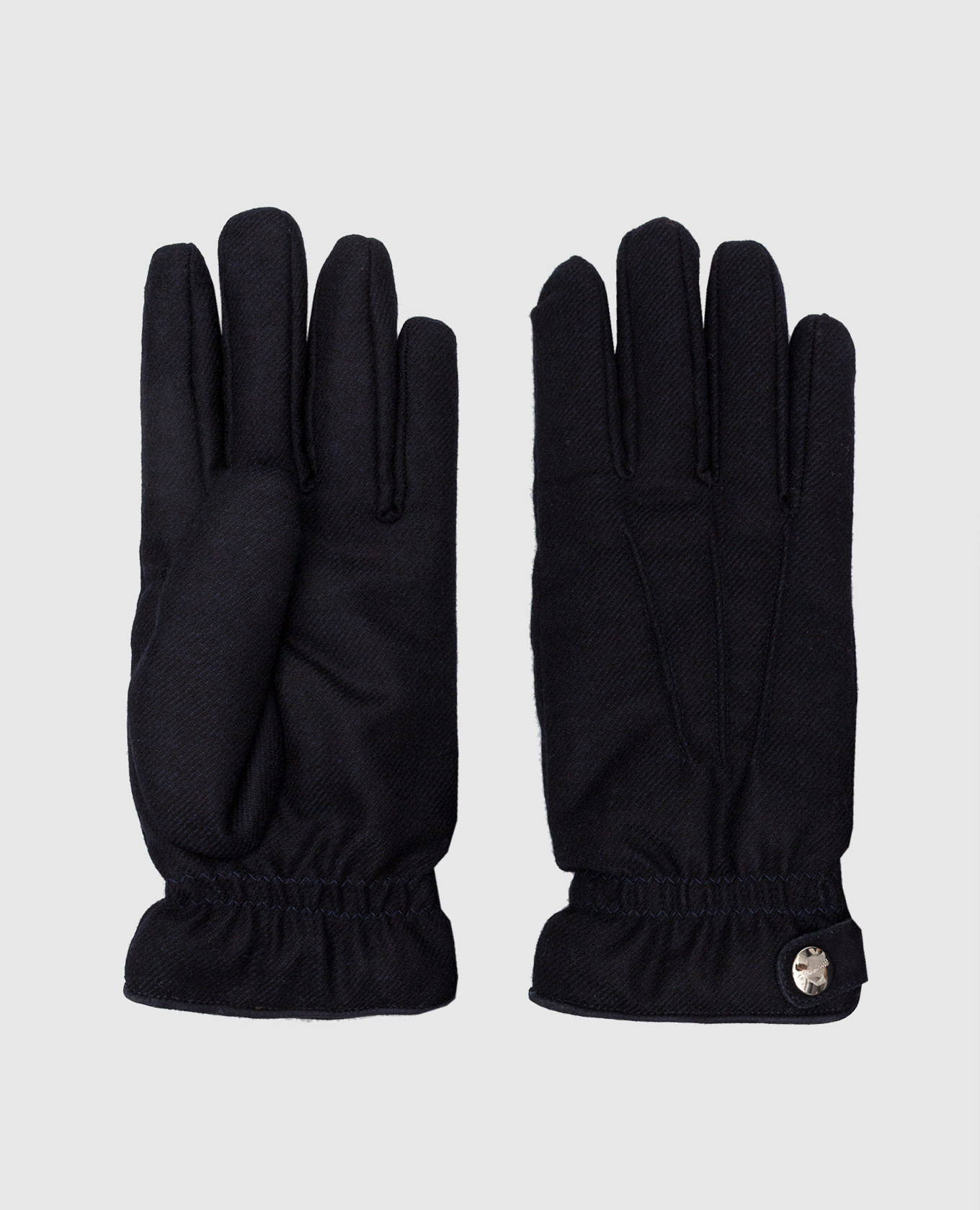 Темно-синие перчатки из шерсти и кашемира