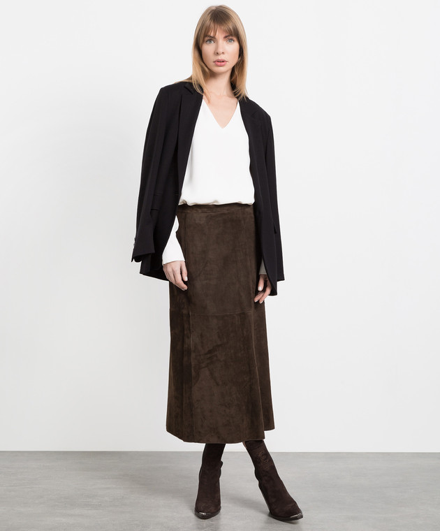 Max Mara Коричневая замшевая юбка миди Dancing DANCING изображение 2