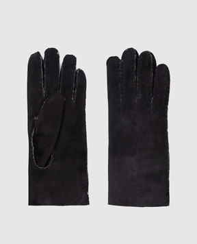 Sermoneta Gloves Черные замшевые перчатки на меху N99