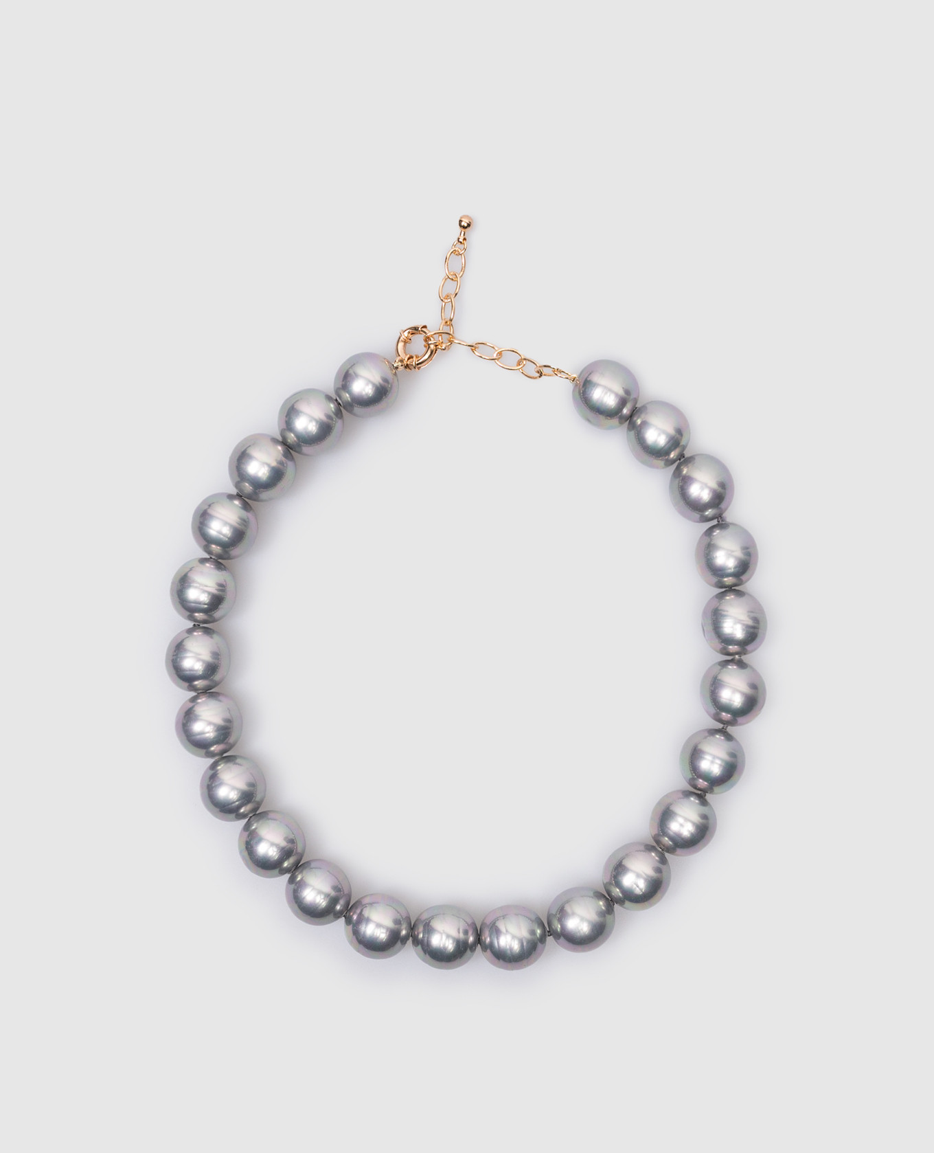 Gray necklace with embossed beads