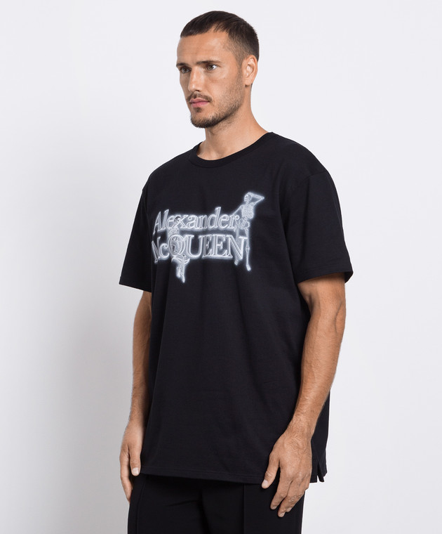 Alexander McQueen Black t-shirt with Skull logo print 750656QVZ07 image 3