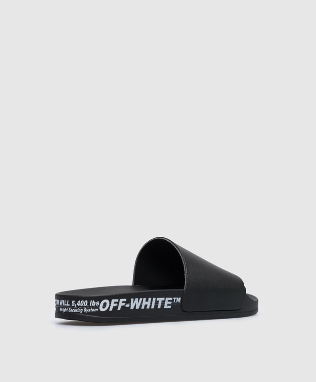 Off-White Чорні слайдери Industrial з контрастним принтом логотипу OMIC001S22MAT001 зображення 3