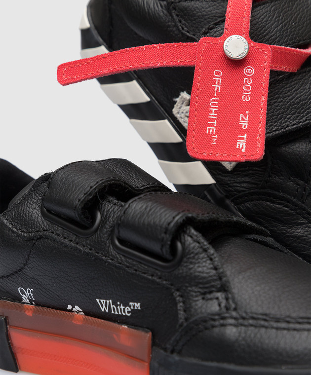 Off-White Черные кожаные сникеры Vulcanized с фактурным логотипом OBIA005C99LEA001 изображение 5
