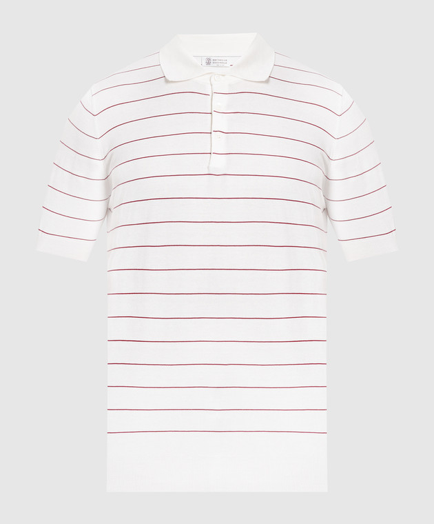 Brunello Cucinelli White striped polo shirt M29804215