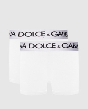 Dolce&Gabbana Набір білих трусів-боксерів з візерунком логотипа M9D70JONN97