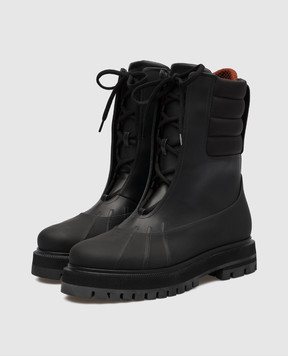 Loro Piana Черные комбинированные ботинки Regentlace Up Ankle FAM5562