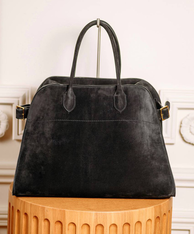 The Row Черная замшевая сумка-тоут Margaux W1255L25 изображение 5