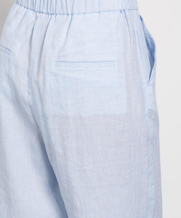 Peserico Блакитні льняні штани вільного крою з відворотами P0403602600 зображення 5