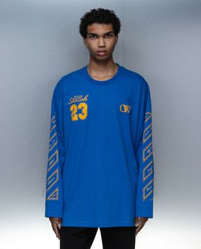 Off-White Синий лонгслив с принтом 23 Logo OMAB091S24JER003