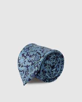 Stefano Ricci Дитячий синій набір із шовку з краватки та хустки-паші у візерунок YDX27001