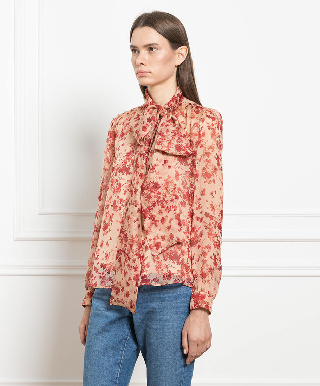 Max Mara Beige silk blouse with floral print FINISH image 3