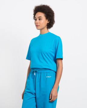 Off-White Блакитна футболка з принтом логотипу OWAA049S23JER001