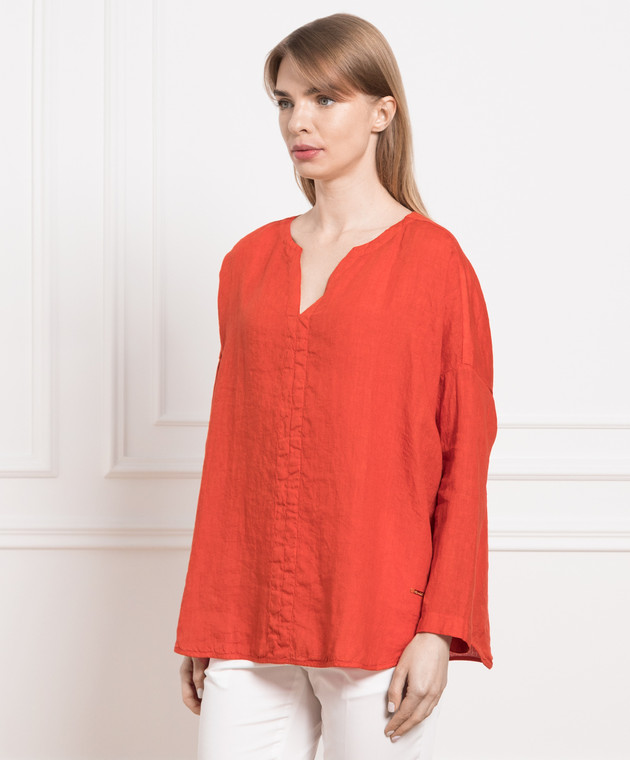 Enrico Mandelli Red linen blouse with logo 0DAFNE5182 image 3