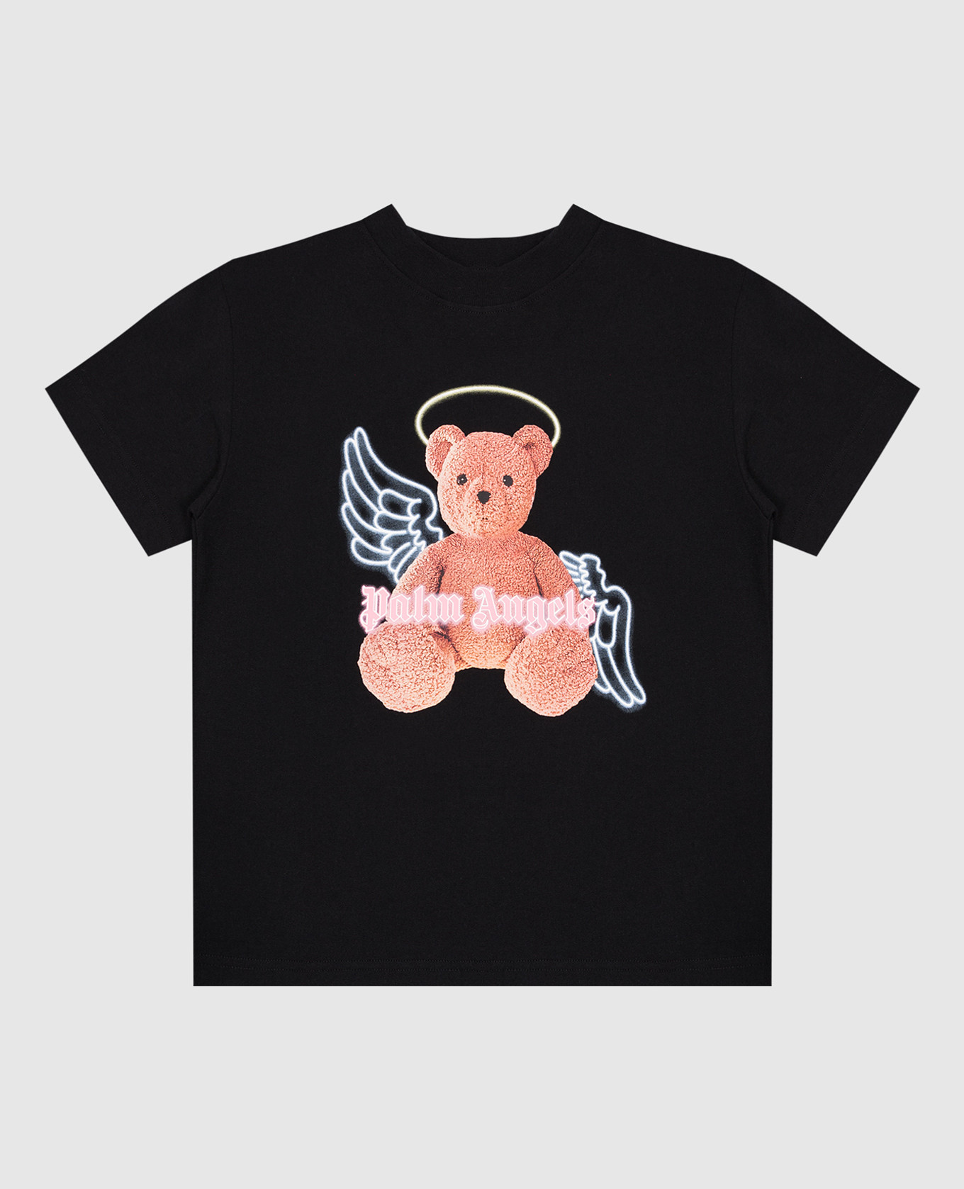 Детская черная футболка с принтом Медведь Angel