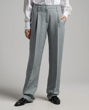 Brunello Cucinelli Серые брюки с льном MH126P8542