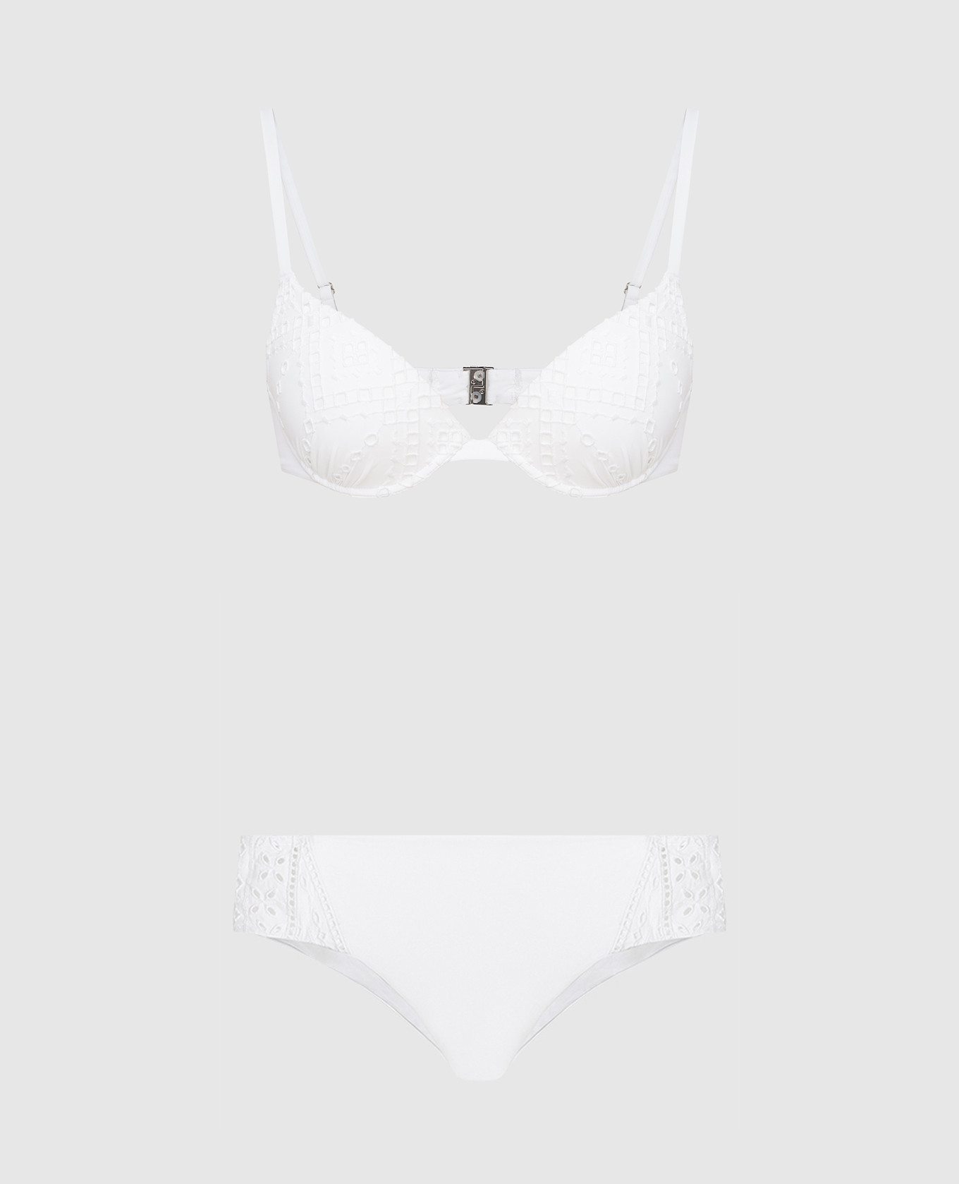 White swimsuit with broderie embroidery