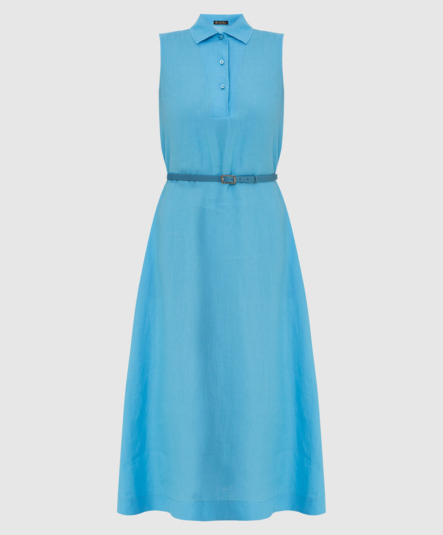 Loro Piana Блакитна лляна сукня міді FAM1989