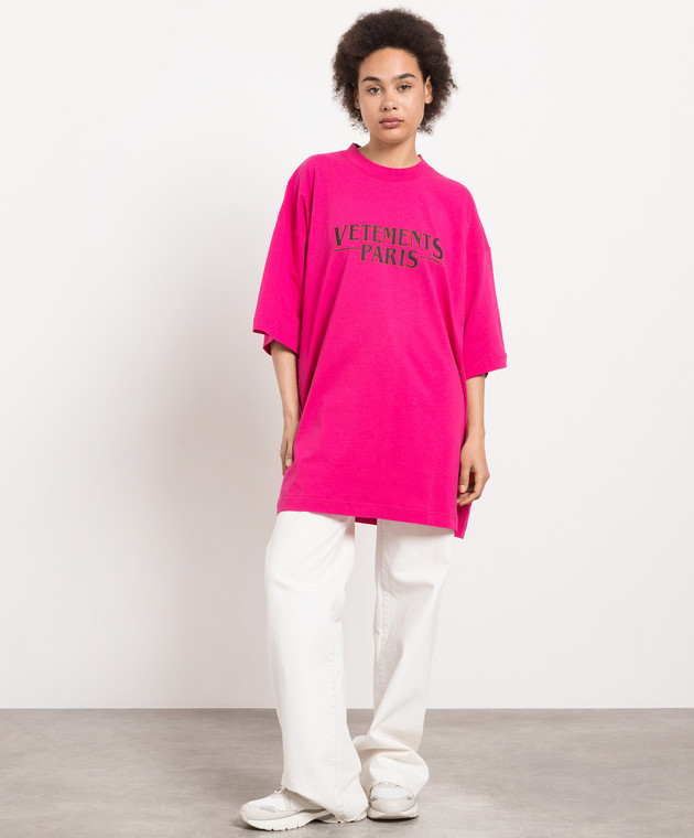 Vetements Pink t-shirt with logo print UE54TR330H image 2