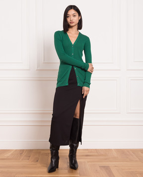 John Smedley Зеленый кардиган Lasca из шерсти в рубчик LASCA