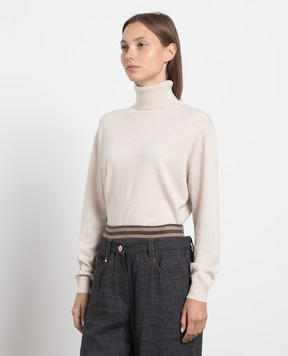 Brunello Cucinelli Бежевый гольф из кашемира с цепочкой мониль M12150103P