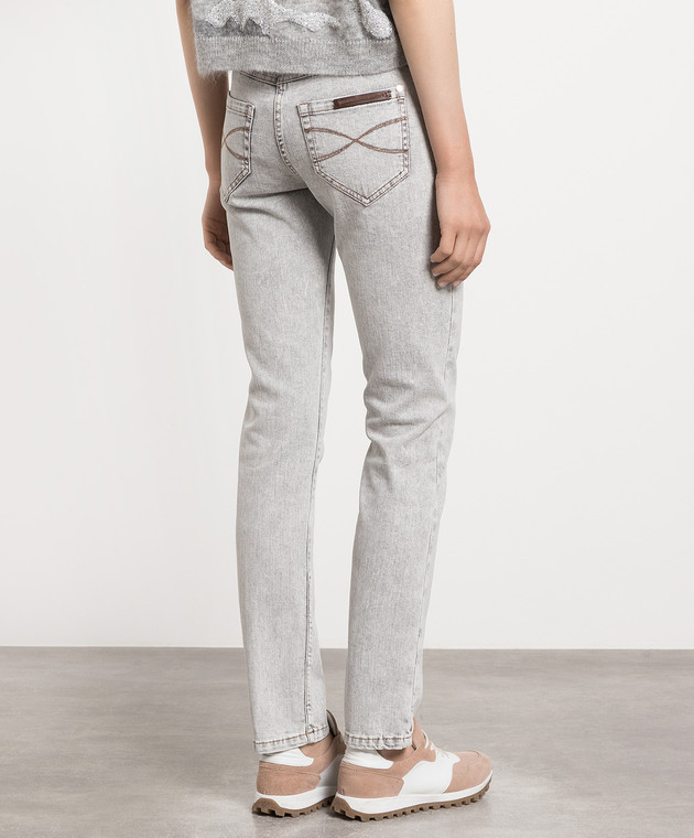 Brunello Cucinelli Gray skinny jeans with monil chain MH186P5495 image 4