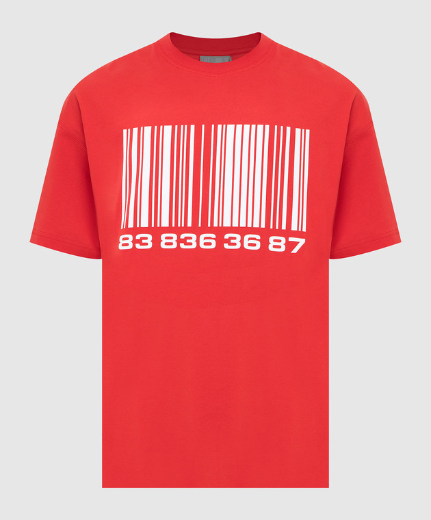 VTMNTS - Red T-shirt with Big Barcode print VL12TR120R - buy with European  delivery at Symbol