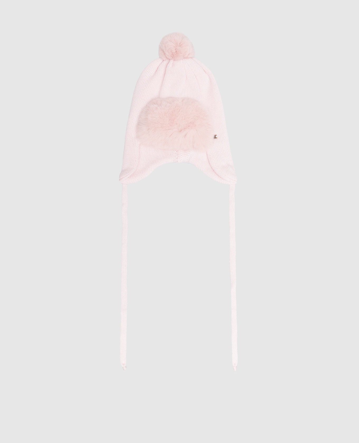 Детская розовая шапка из шерсти с мехом
