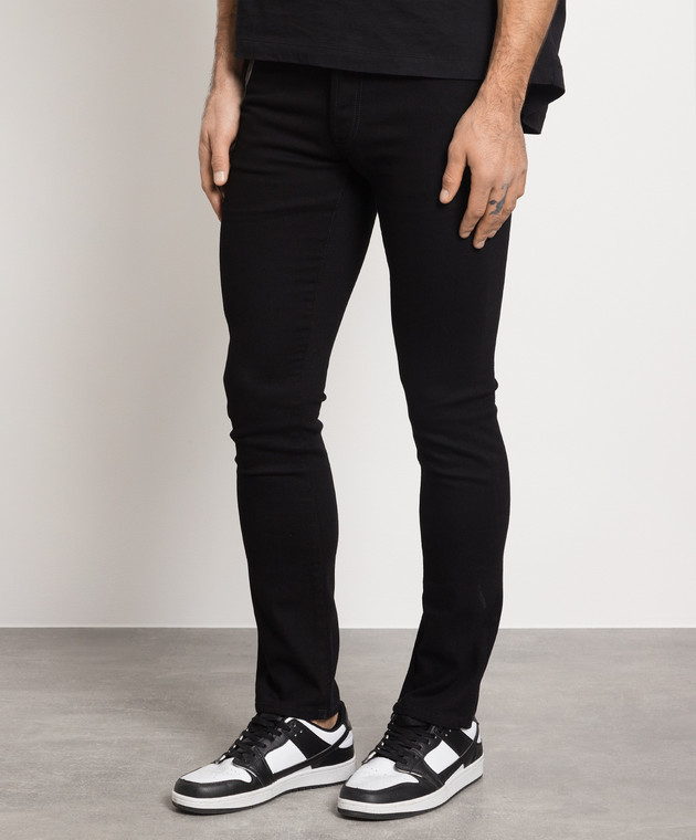 Marcelo Burlon Black TEMPERA CROSS STONE slim jeans with logo CMYA029C99DEN002 изображение 3