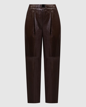 Brunello Cucinelli Коричневые кожаные брюки M0NPIP8408