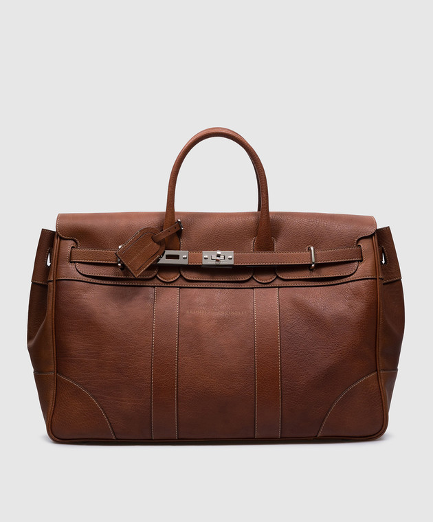 BURUNELLO CUCINELLI☆未使用☆ Brunello Cucinelli - Коричневая кожаная дорожная сумка с логотипом