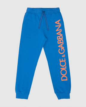 Dolce&Gabbana Детские синие джогеры с принтом логотипа L4JPIGG7IXP812+